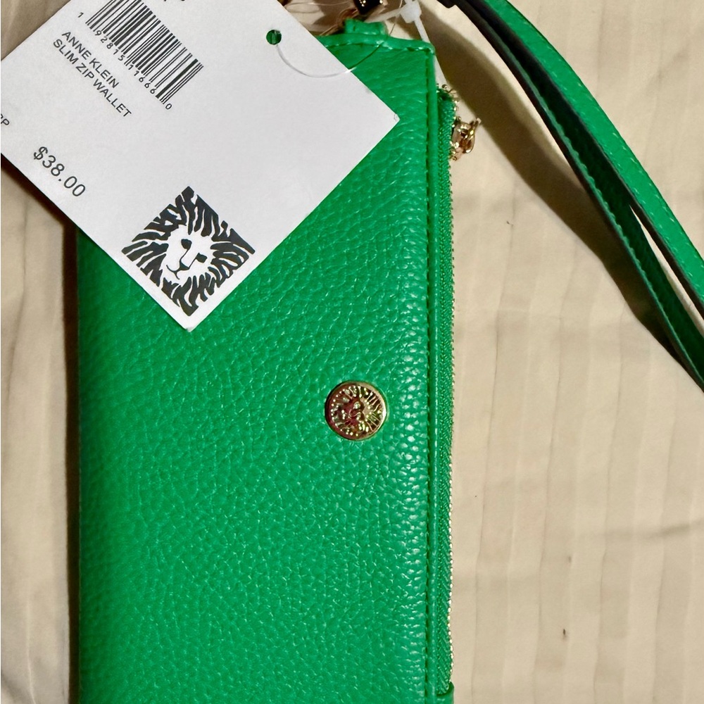 Anne Klein Green Pebbled Leather Wallet